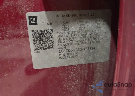 2018 Chevrolet Malibu Lt из США, поврежденный, VIN 1G1ZD5ST4JF138714